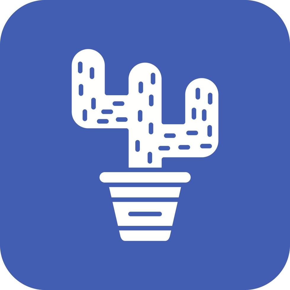 Cactus Glyph Round Corner Background Icon vector