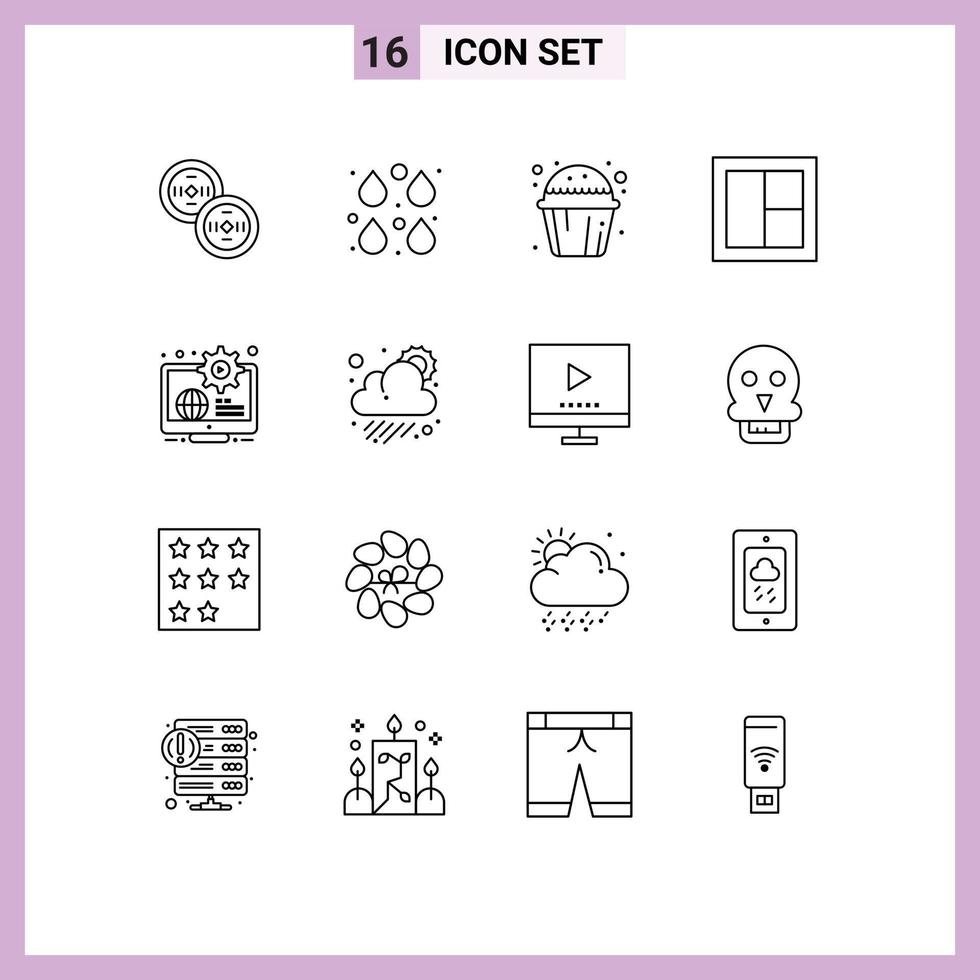 16 Outline concept for Websites Mobile and Apps globe window cake interior frame Editable Vector Design Elements
