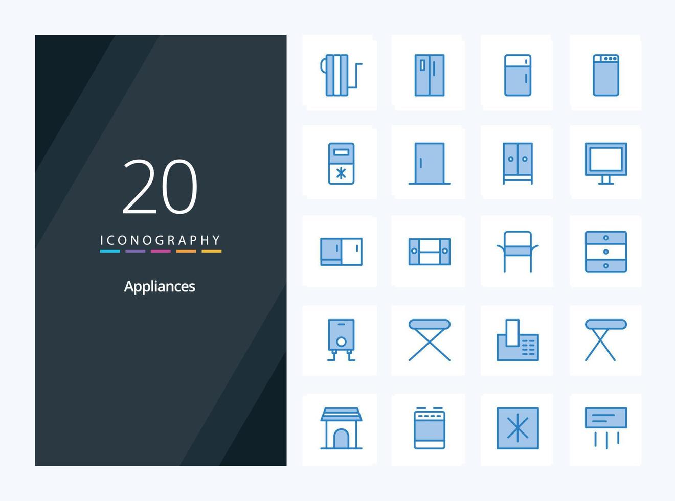 20 Appliances Blue Color icon for presentation vector