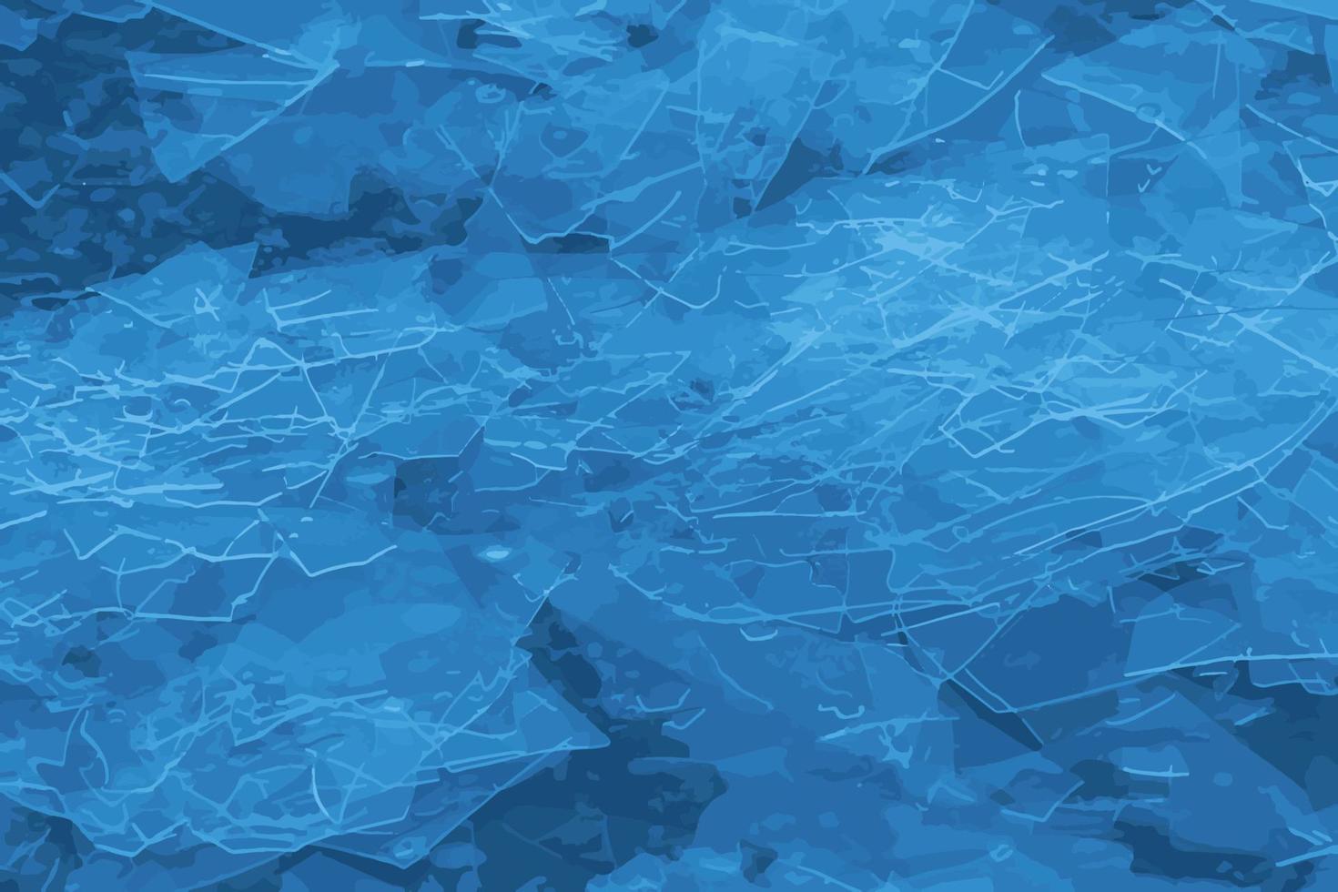 Realistic vector illustration of an ice surface of the river. Texture of ice shards. Winter background.
