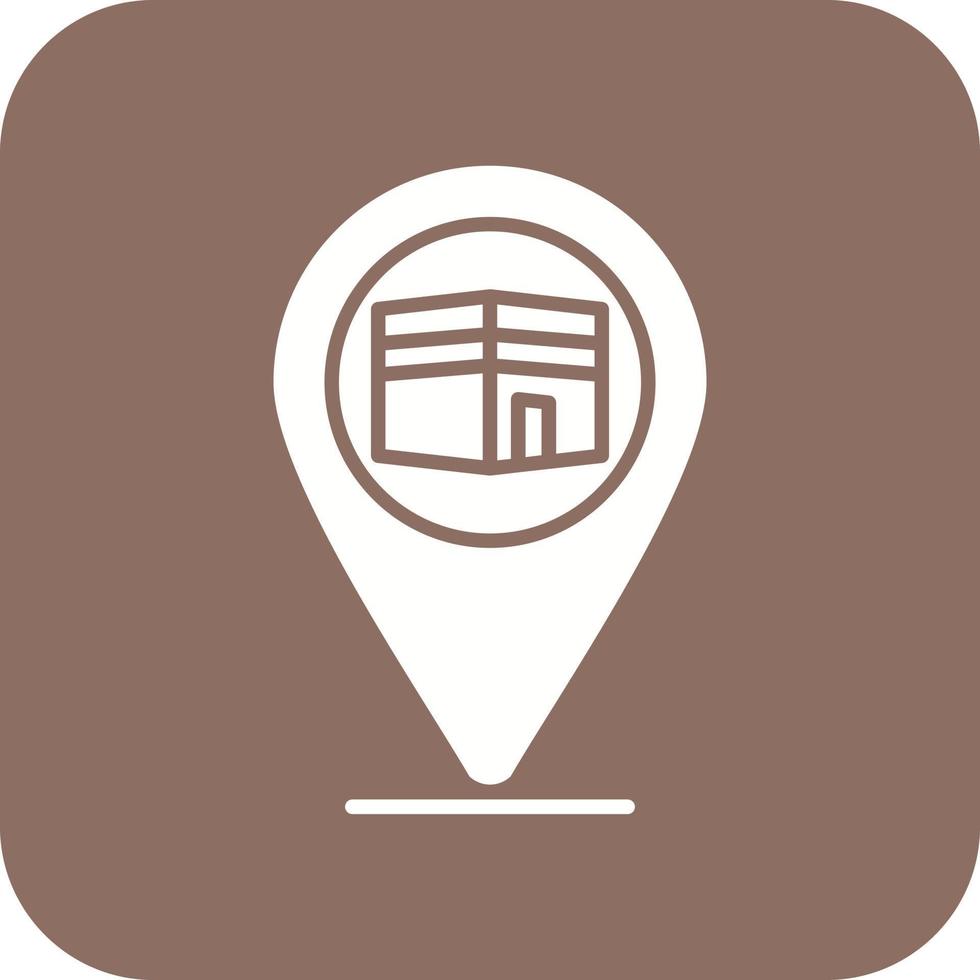 Qibla Direction Glyph Round Corner Background Icon vector