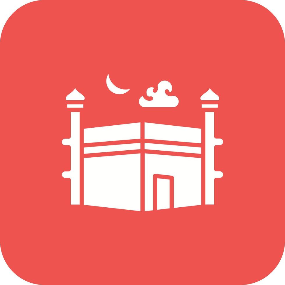 Kaaba Glyph Round Corner Background Icon vector