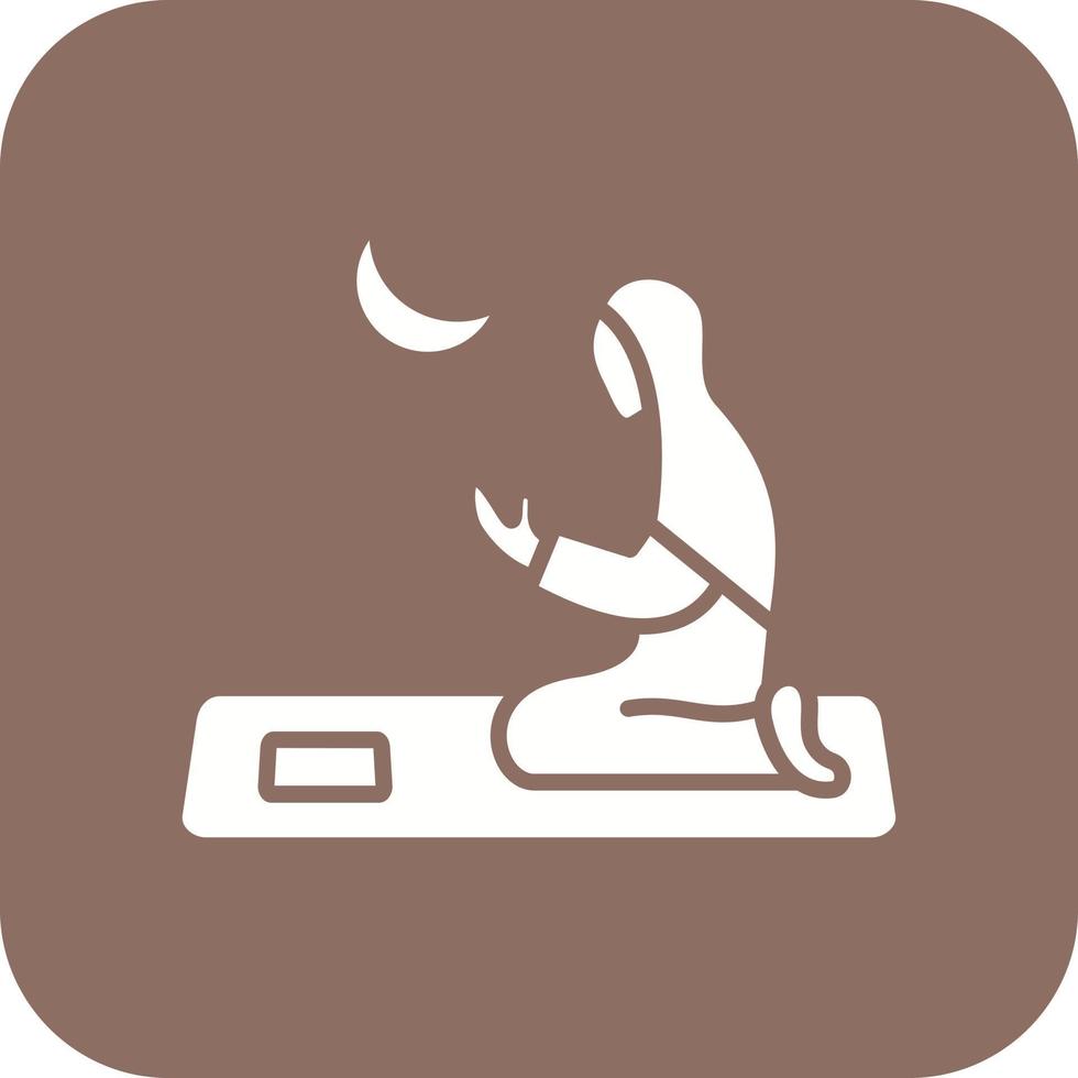 Women Praying Glyph Round Corner Background Icon vector