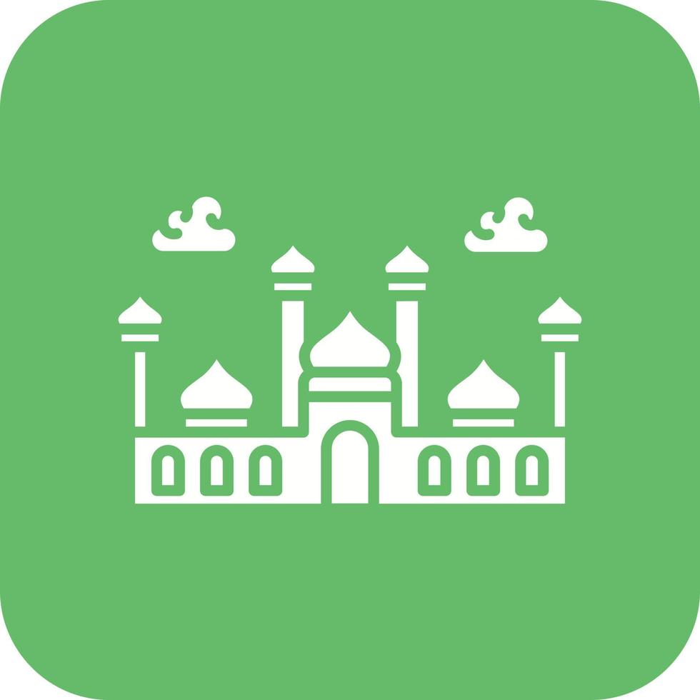 Mosque Glyph Round Corner Background Icon vector