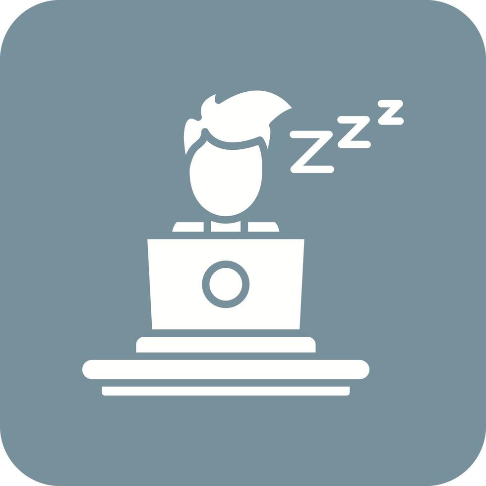 Sleepy Worker Glyph Round Corner Background Icon vector