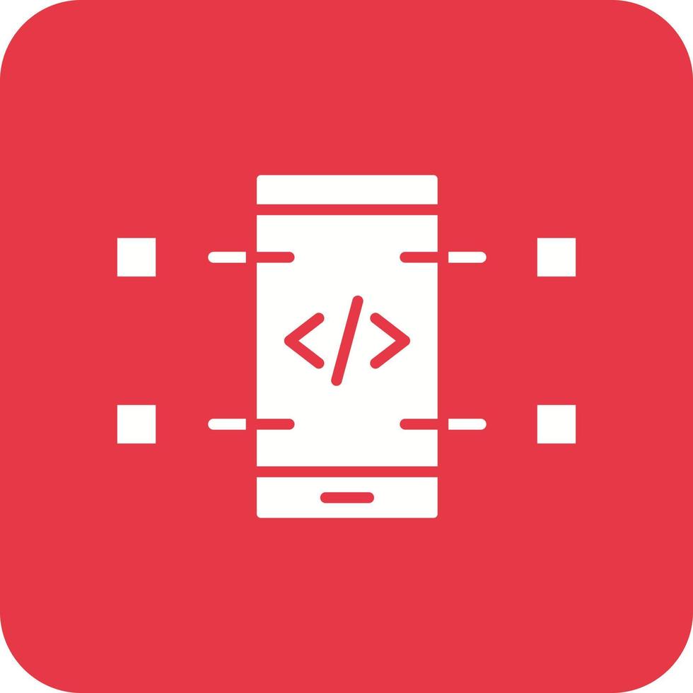 Mobile Coding Glyph Round Corner Background Icon vector