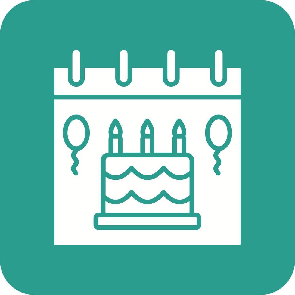 Birthday Event Glyph Round Corner Background Icon vector
