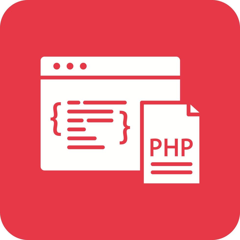 PHP Coding Glyph Round Corner Background Icon vector