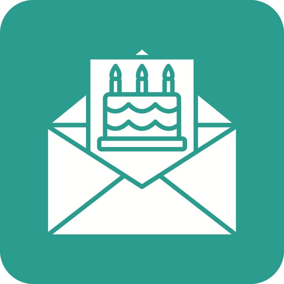 Birthday Invite Glyph Round Corner Background Icon vector