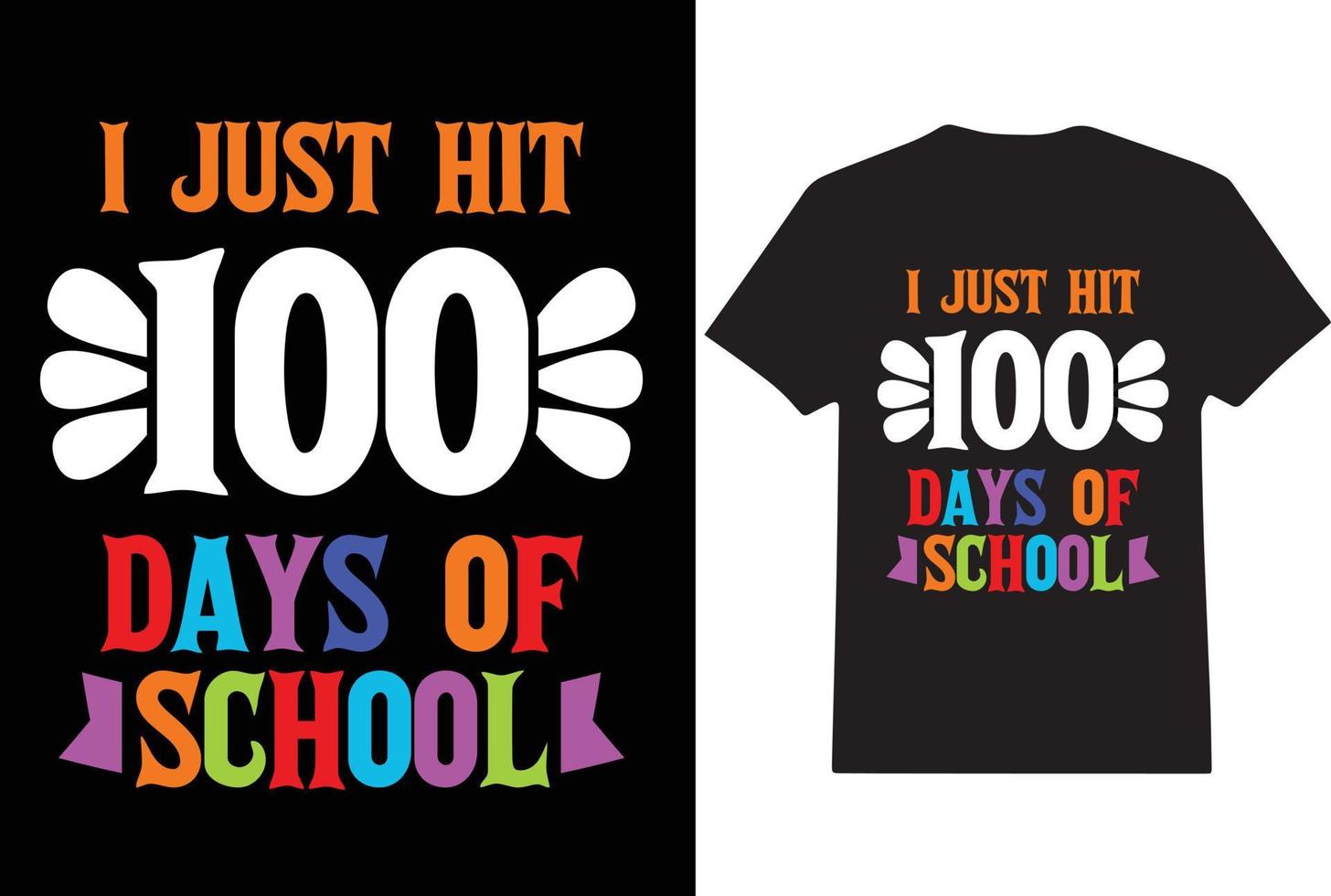 feliz 100 día de escuela diseño de camiseta archivo vectorial listo para imprimir vector