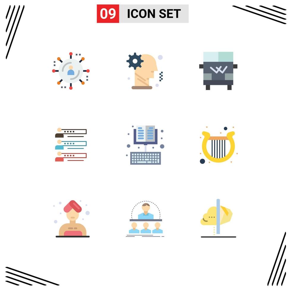 9 Creative Icons Modern Signs and Symbols of statistics profile transport people skills Editable Vector Design Elements