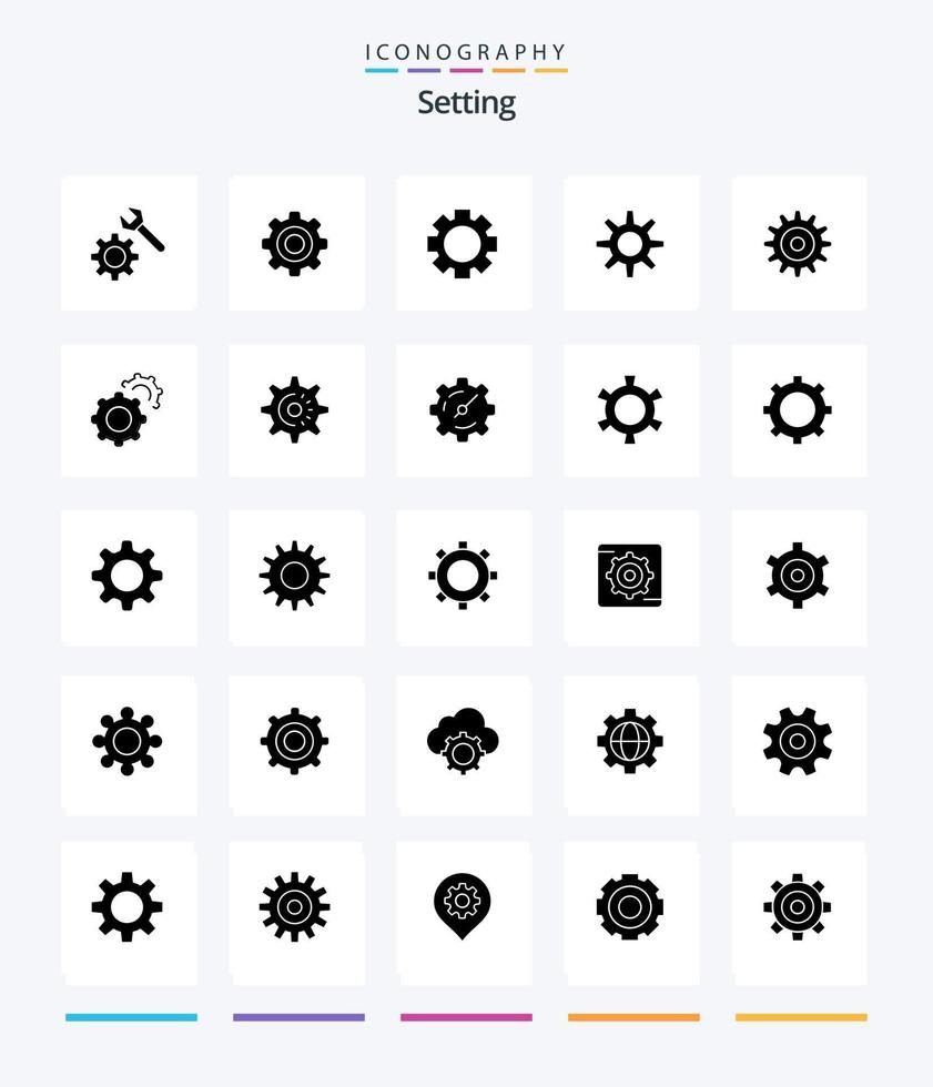 configuración creativa paquete de iconos negros sólidos de 25 glifos, como equipo. ajuste. ajuste. engranaje. ajuste vector