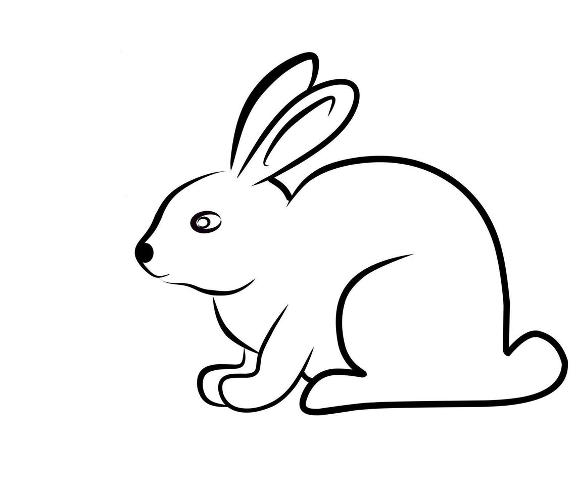 vector image of a rabbit with black and white lines