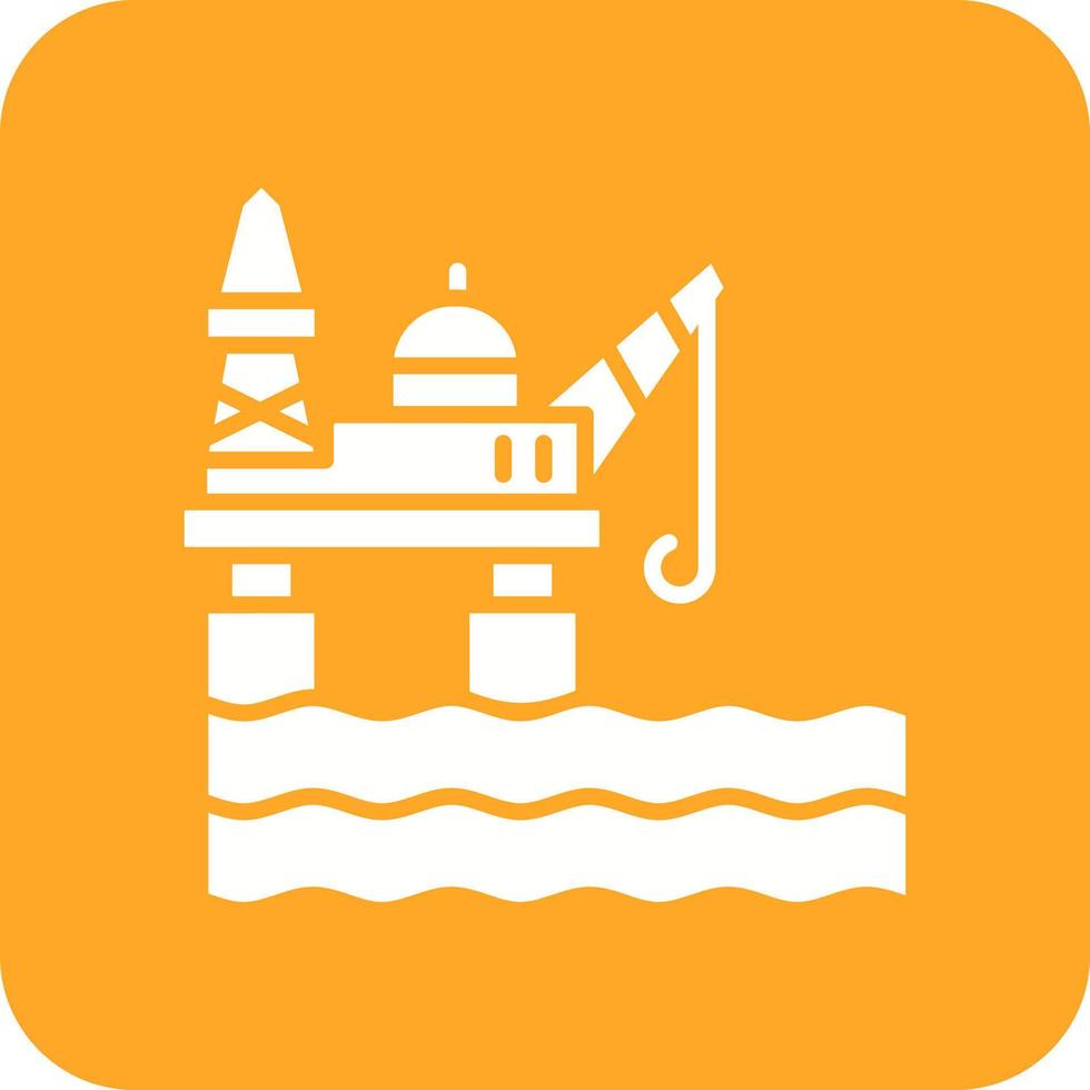 Oil Platform Glyph Round Corner Background Icon vector