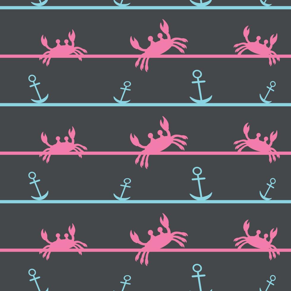 pattern with crabs on a gray background vector