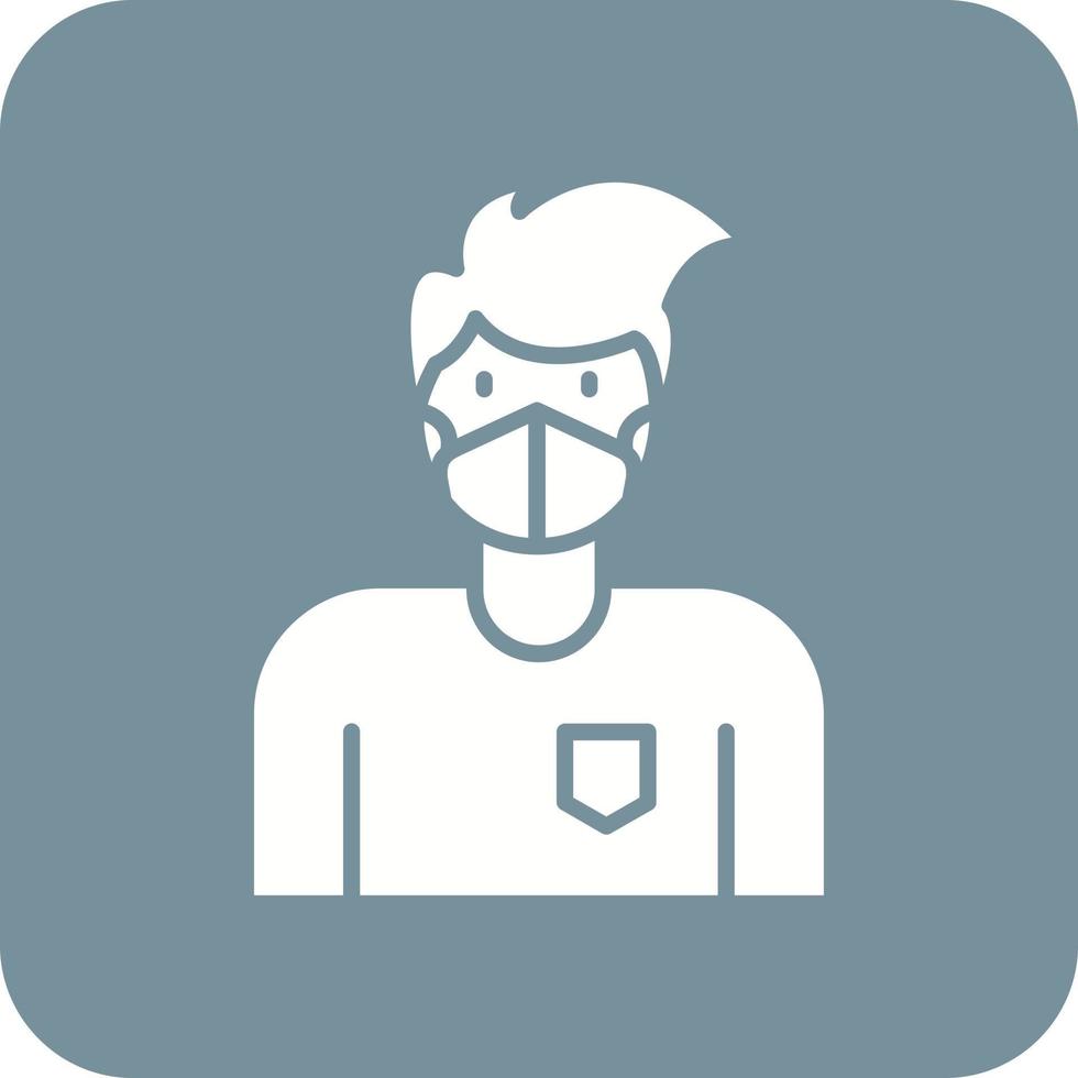 Man Wearing Mask Glyph Round Corner Background Icon vector