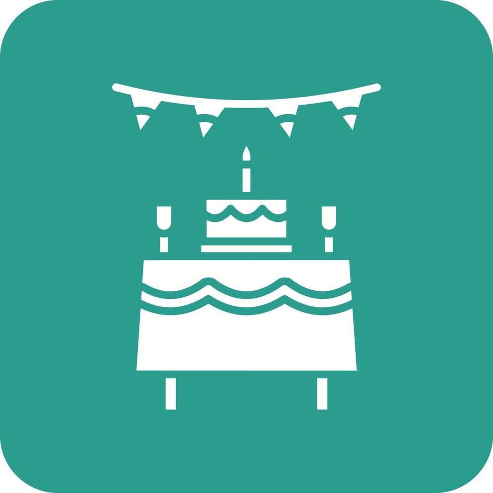 Birthday Table Glyph Round Corner Background Icon vector