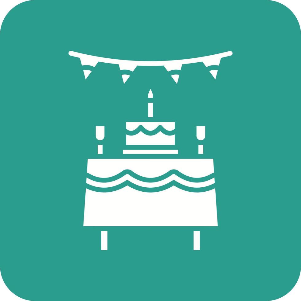 Birthday Table Glyph Round Corner Background Icon vector