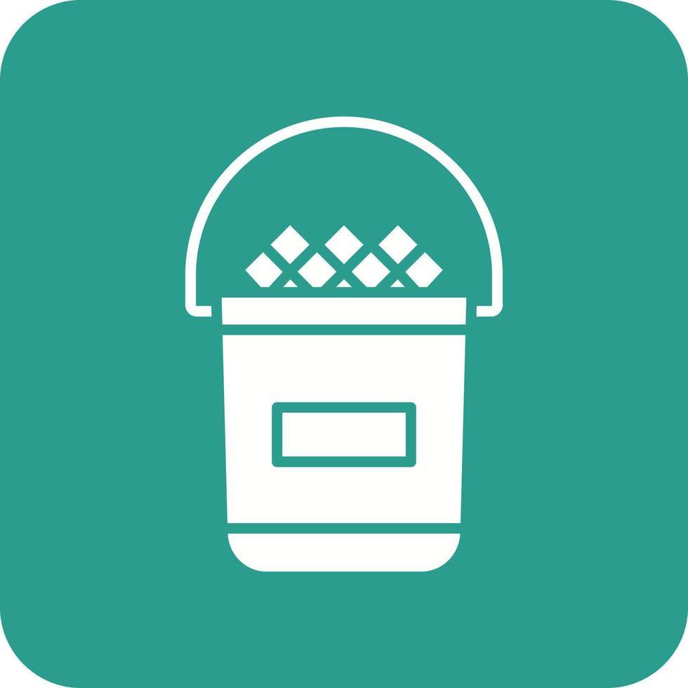 Ice Bucket Glyph Round Corner Background Icon vector
