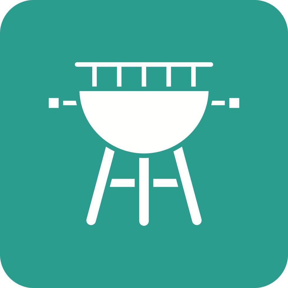 BBQ Grill Glyph Round Corner Background Icon vector