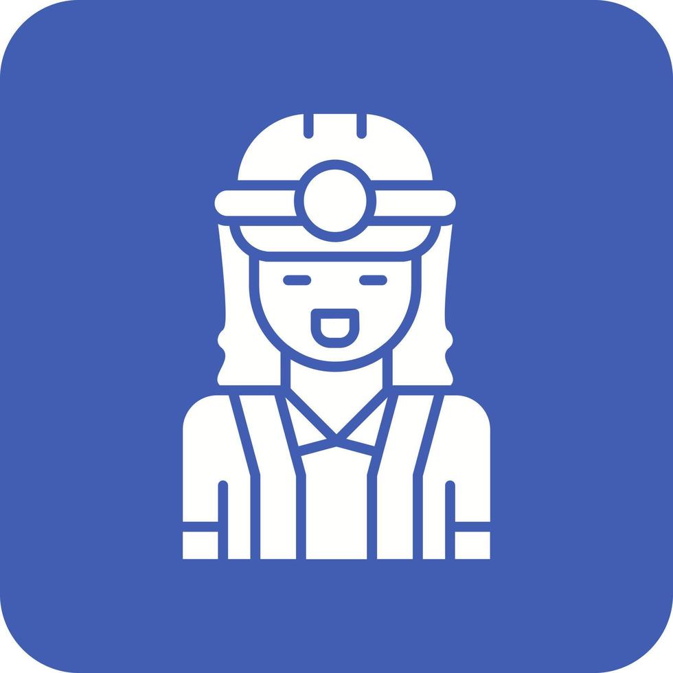 Female Engineer Glyph Round Corner Background Icon vector