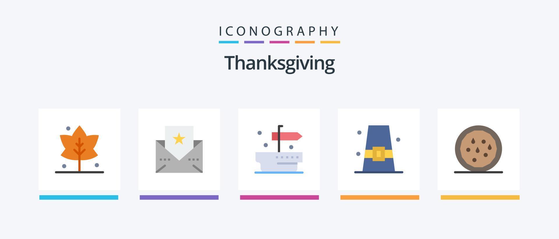 gracias por dar el paquete de 5 iconos planos que incluye. merienda. donación. sano. otoño. diseño de iconos creativos vector