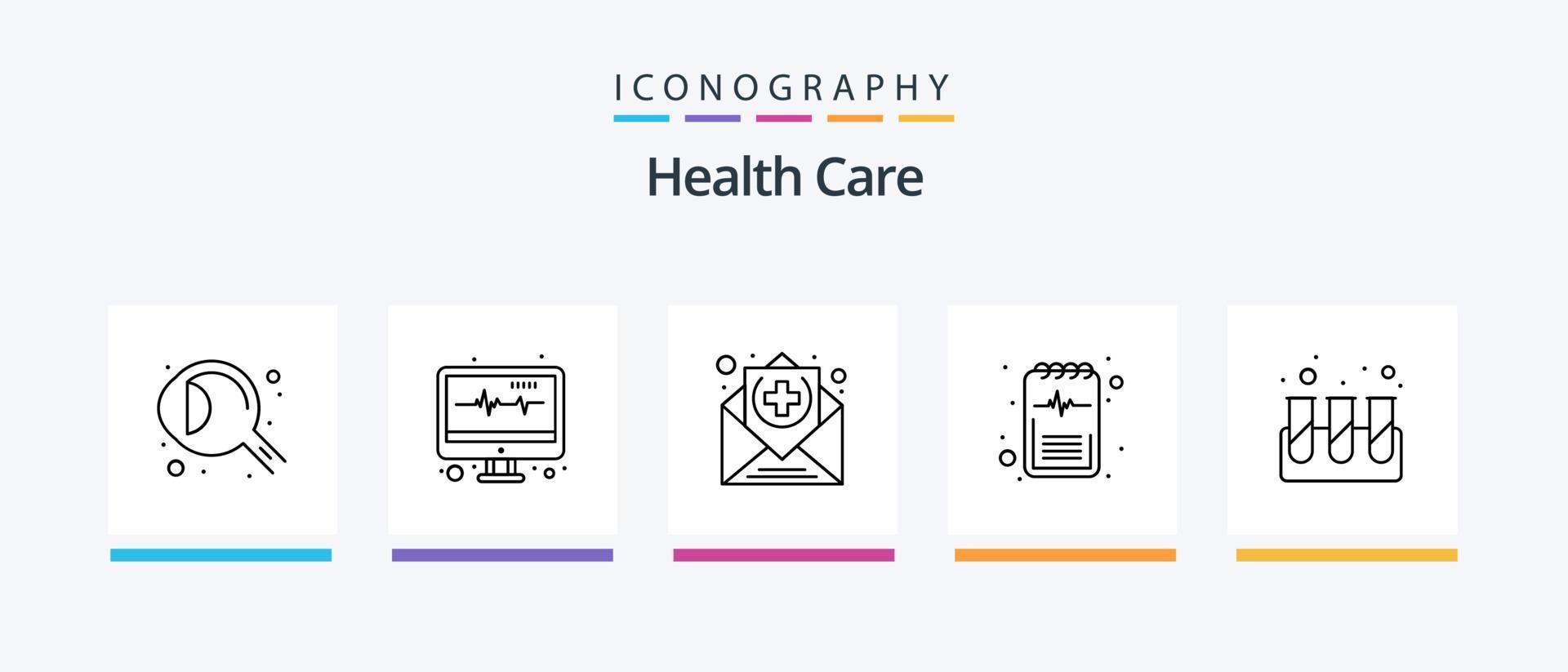 paquete de iconos de la línea 5 de atención médica que incluye medicamentos. está bien. sangre. lista. descargar. diseño de iconos creativos vector