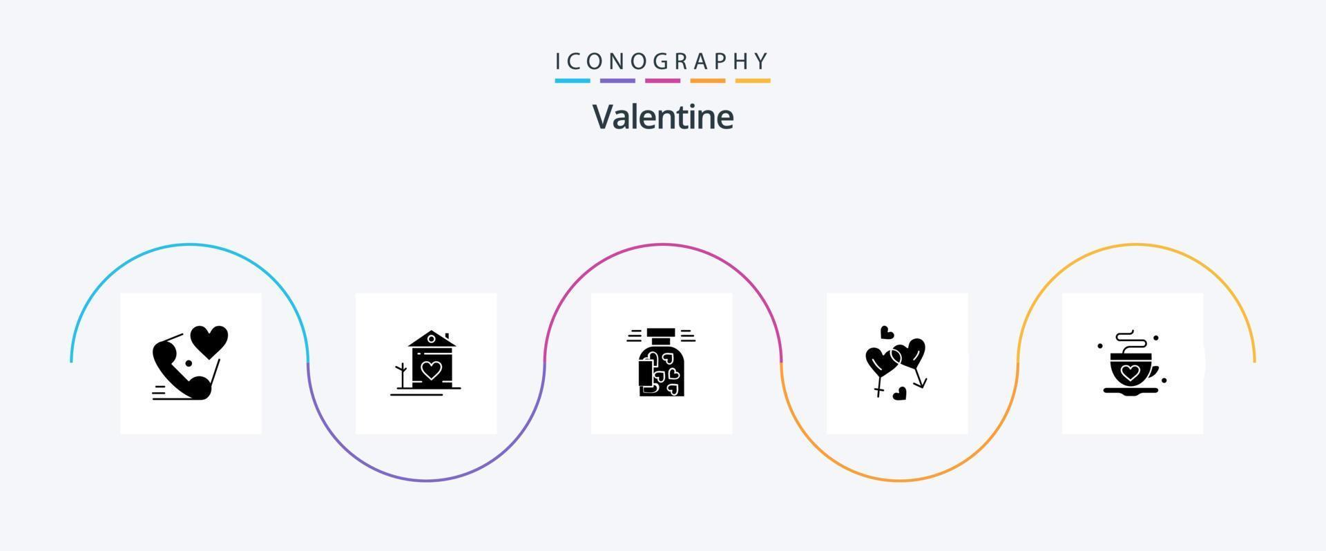 Valentine Glyph 5 Icon Pack Including love. valentines. love. valentine. couple vector