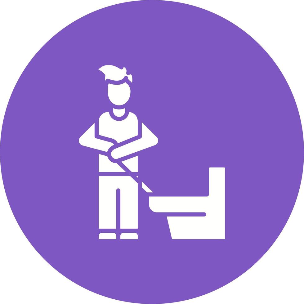 Man Cleaning Bathroom Glyph Circle Icon vector