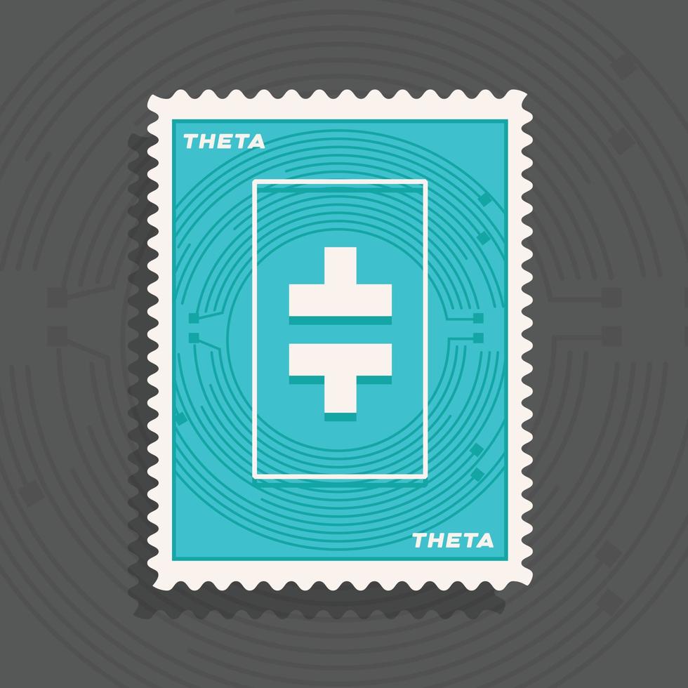 Theta Network THETA cryptocurrency logo stamp concept vector illustration