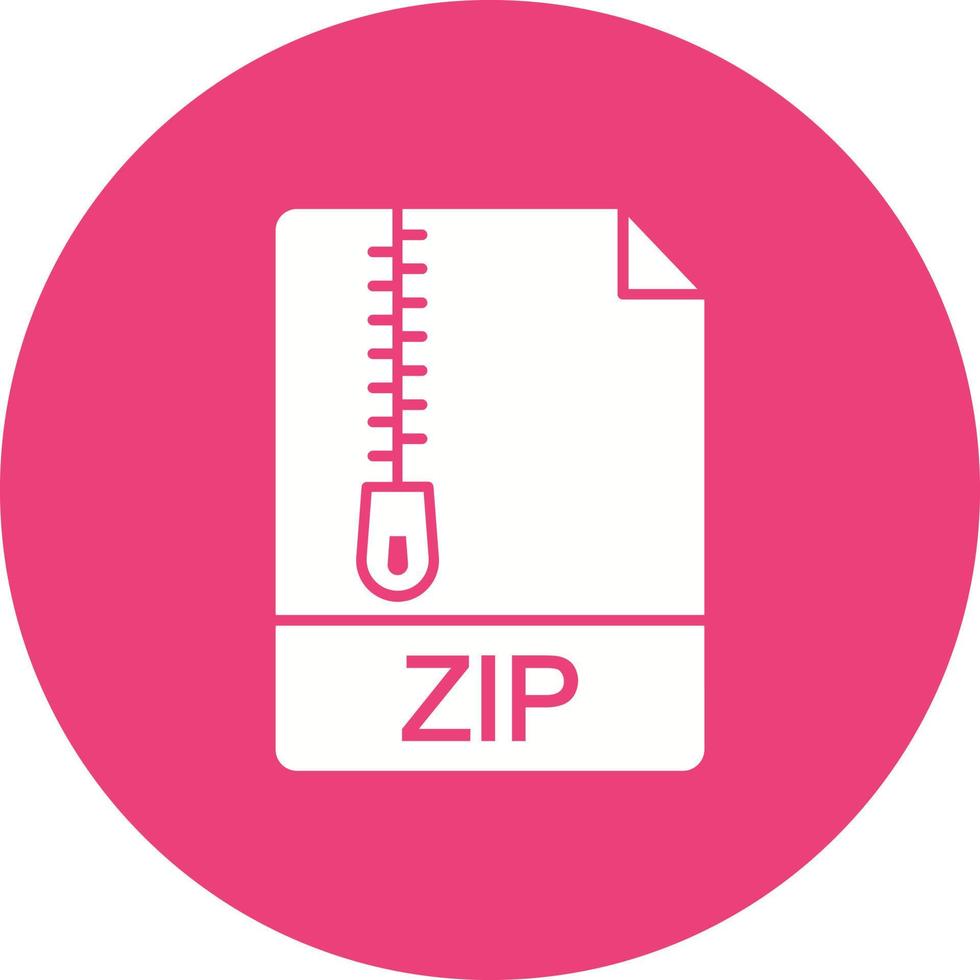 icono de círculo de glifo de archivo zip vector