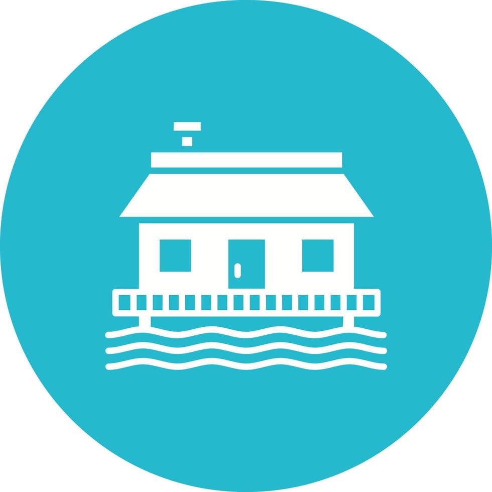Beach House Glyph Circle Icon vector