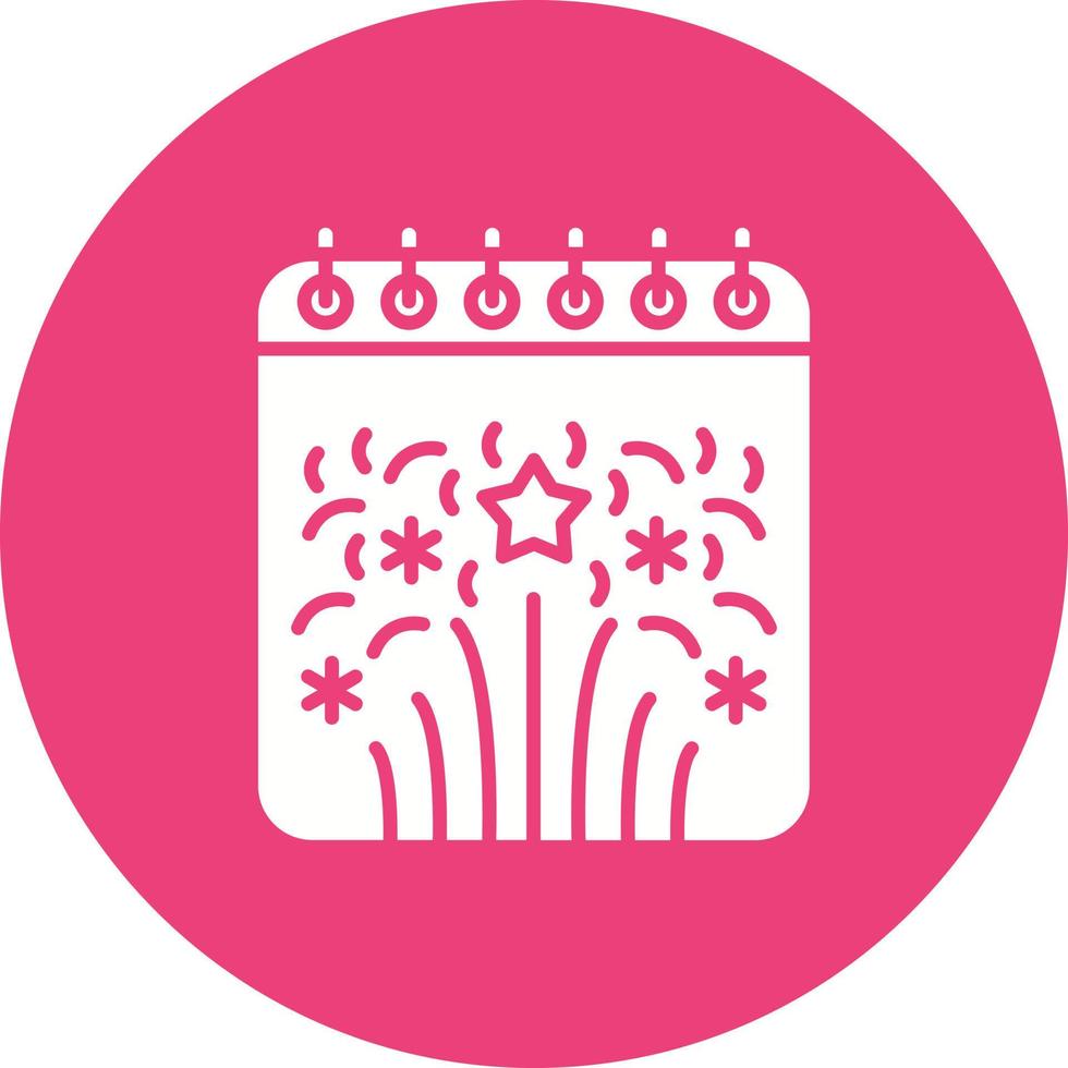 New Year Calendar Glyph Circle Icon vector