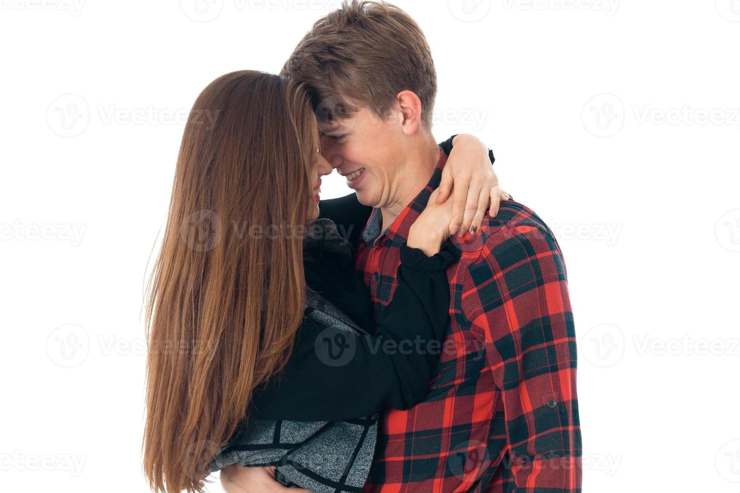 stylish couple in love in studio photo