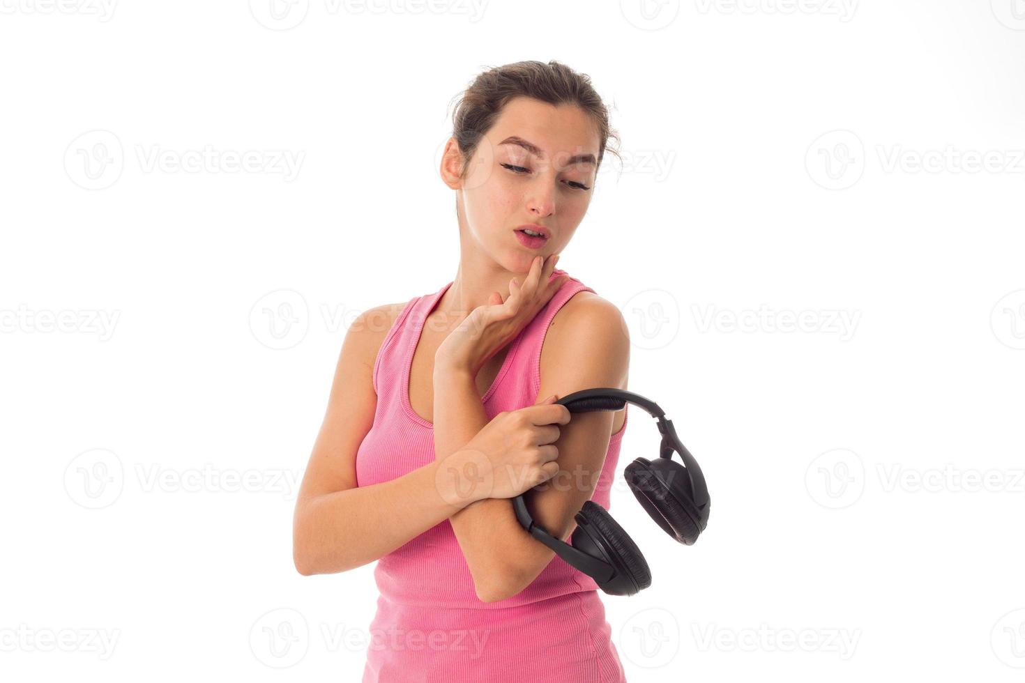 portrait of girl with headphones photo