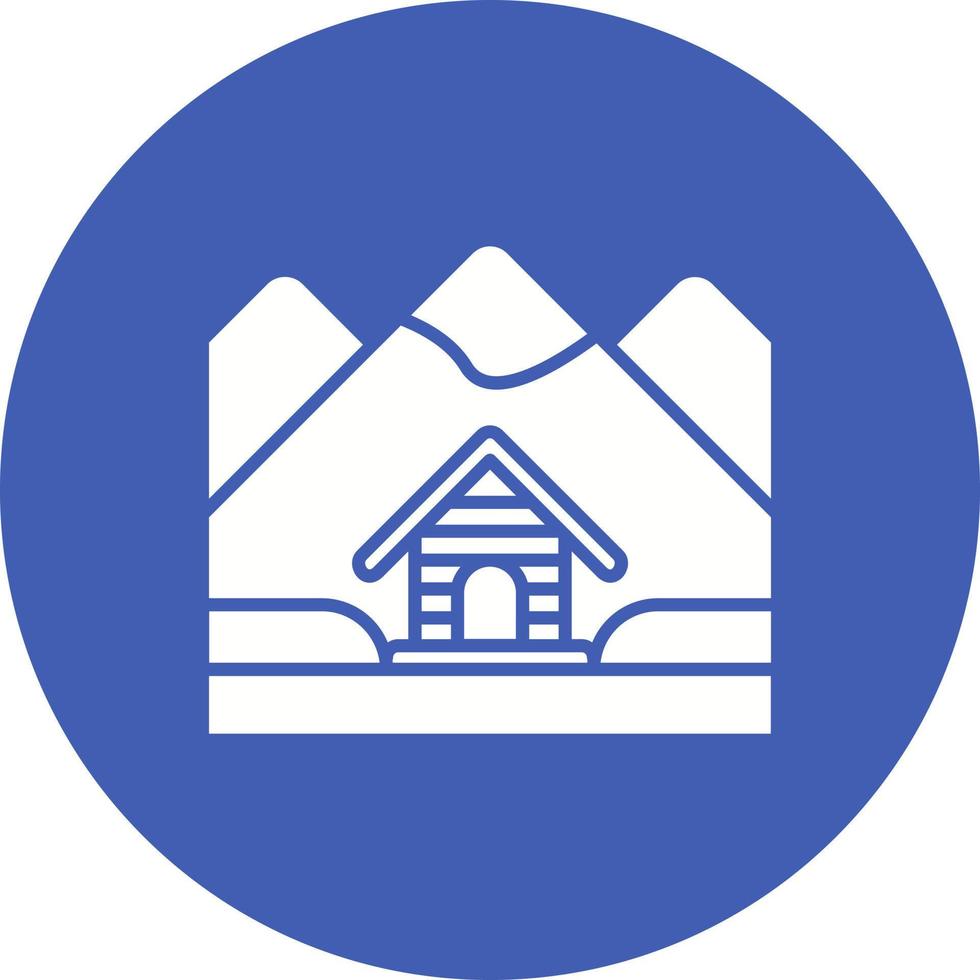 Cabin Landscape Glyph Circle Icon vector