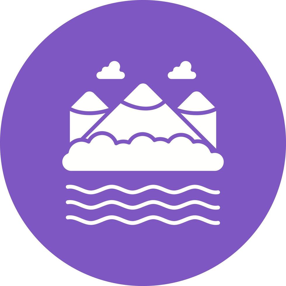 Lake Landscape Glyph Circle Icon vector