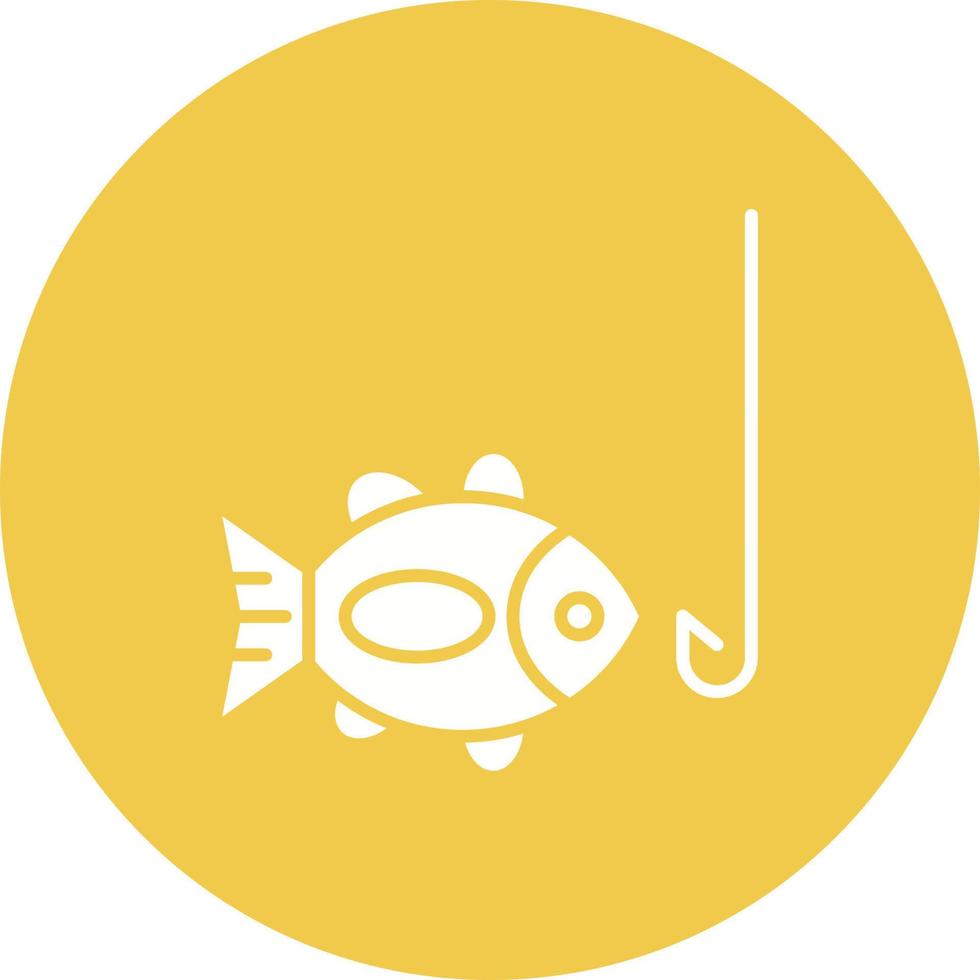 Hooked Fish Glyph Circle Icon vector