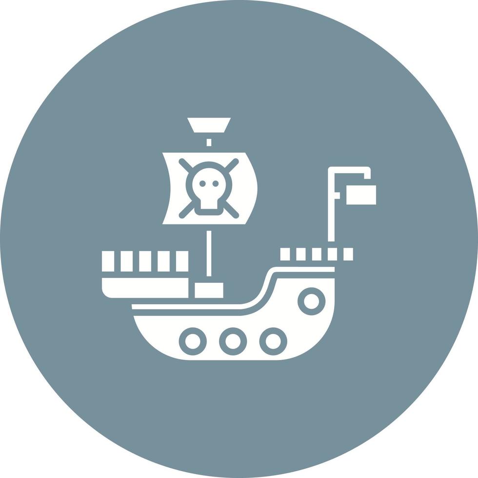 icono de círculo de glifo de barco pirata vector