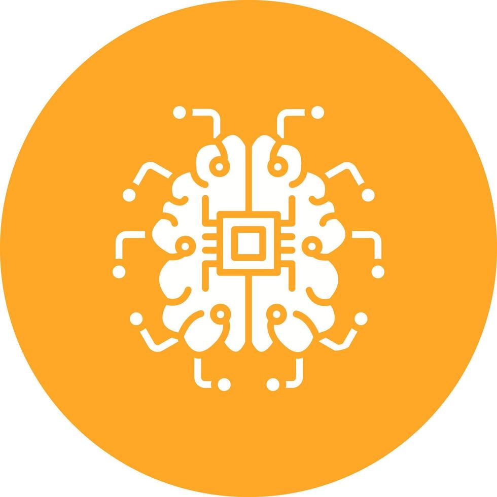 Brain Circuit Glyph Circle Icon vector