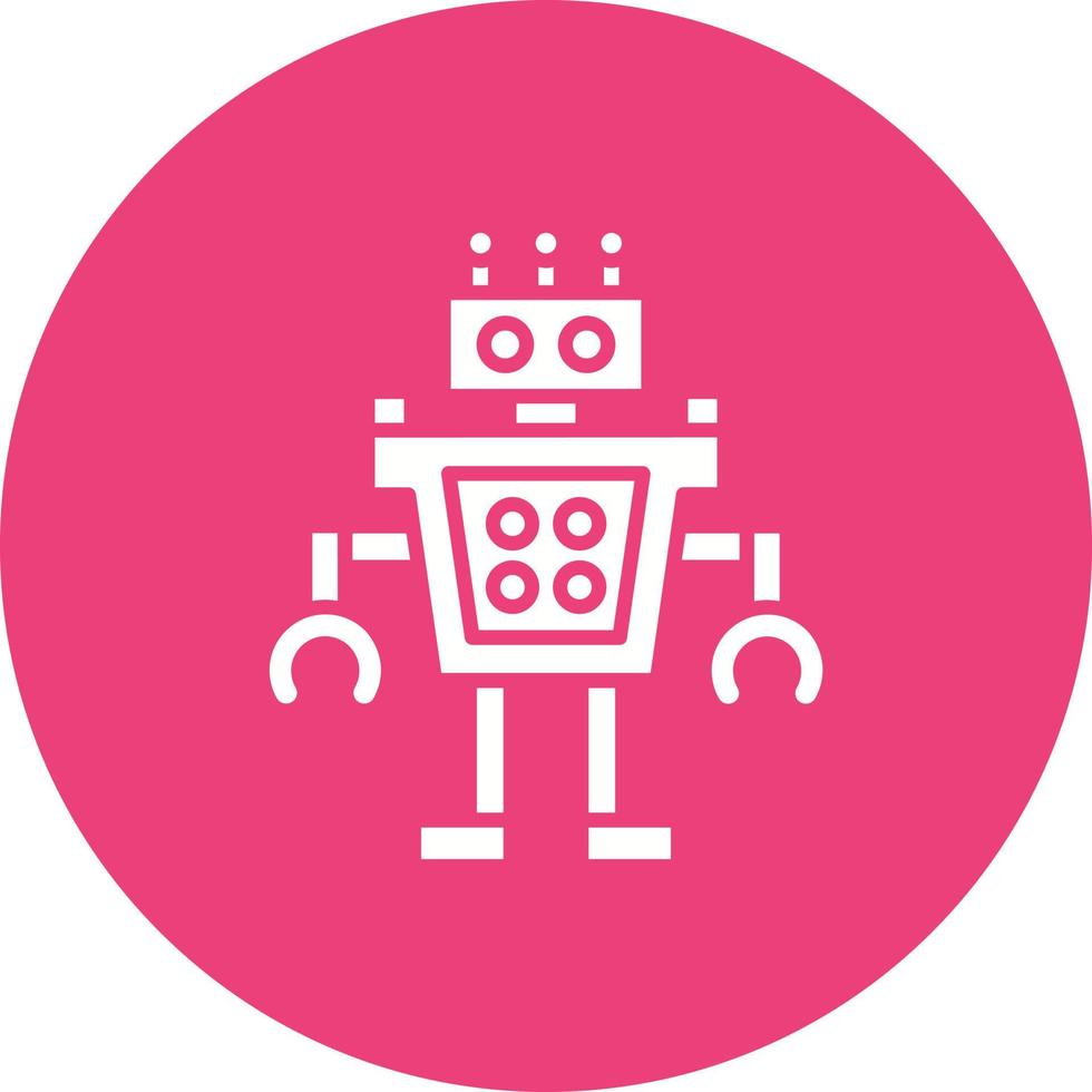 icono de círculo de glifo de robot humanoide vector