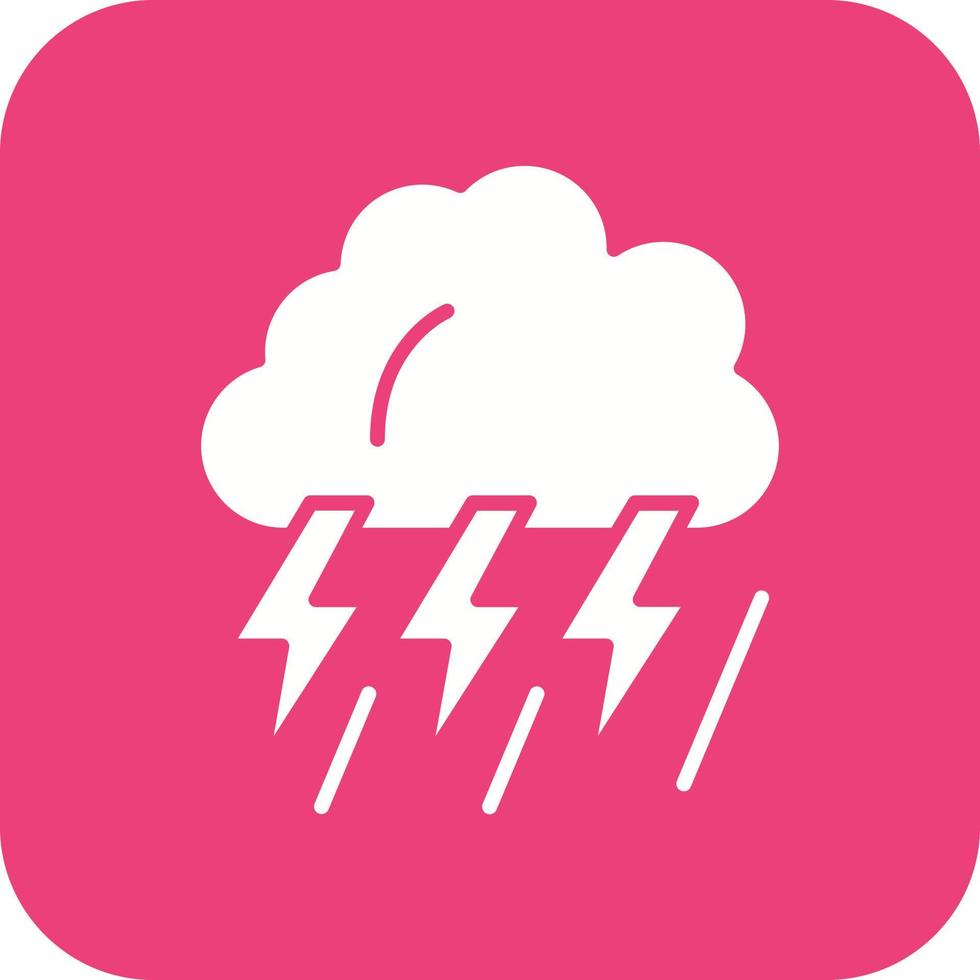Thunderstorm Glyph Round Corner Background Icon vector