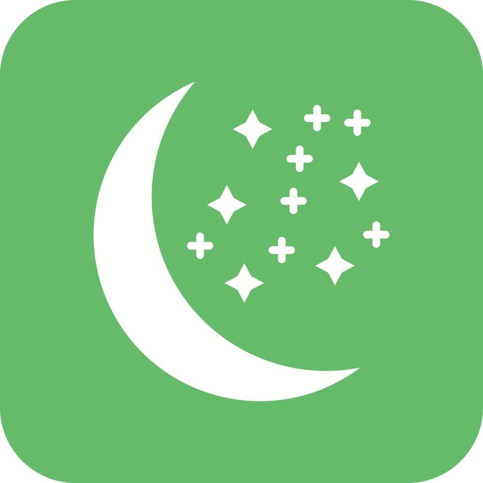 Waxing Moon Glyph Round Corner Background Icon vector