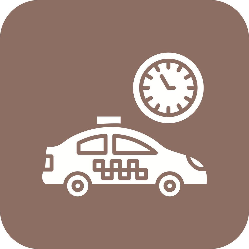 Busy Taxi Glyph Round Corner Background Icon vector