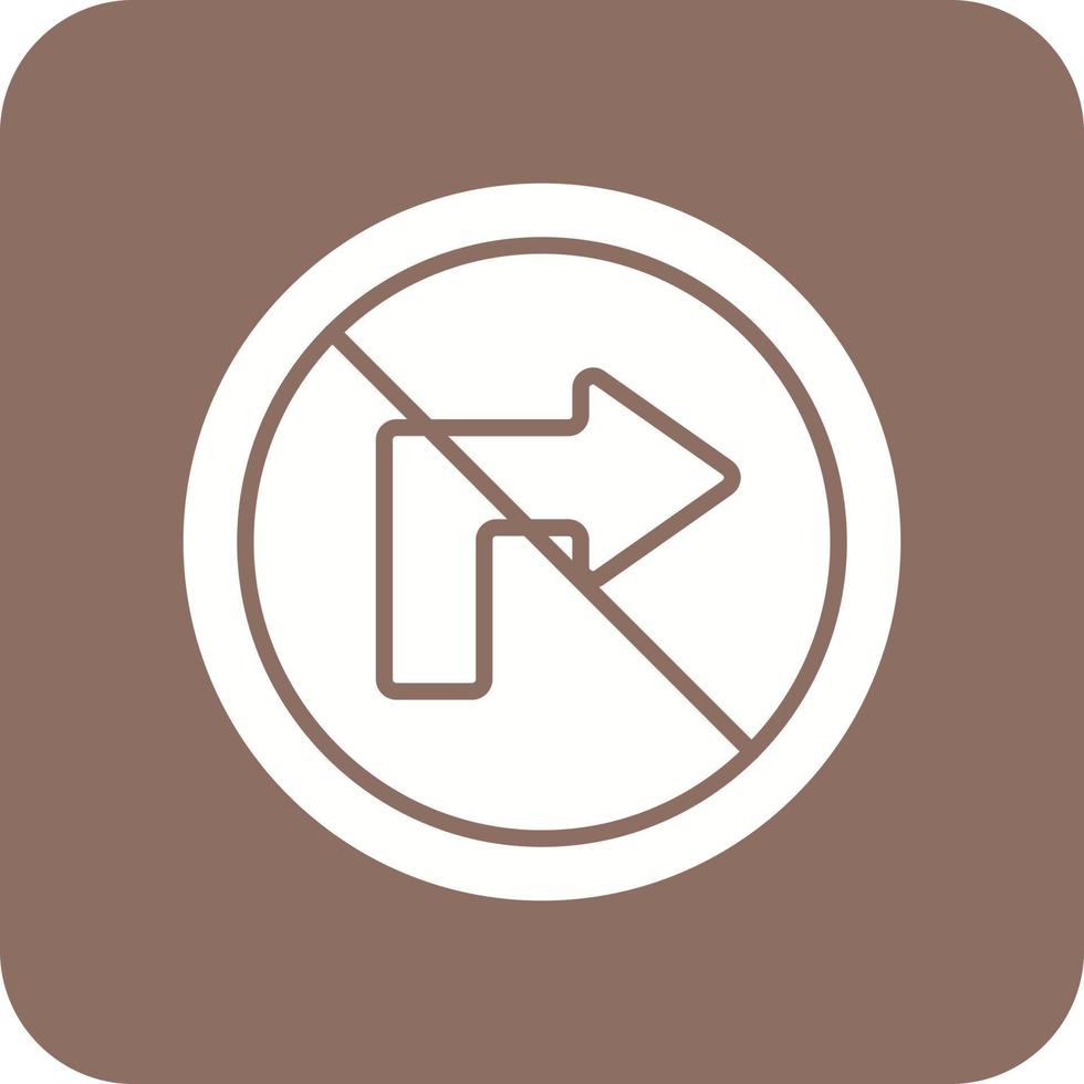 No Right Turn Glyph Round Corner Background Icon vector