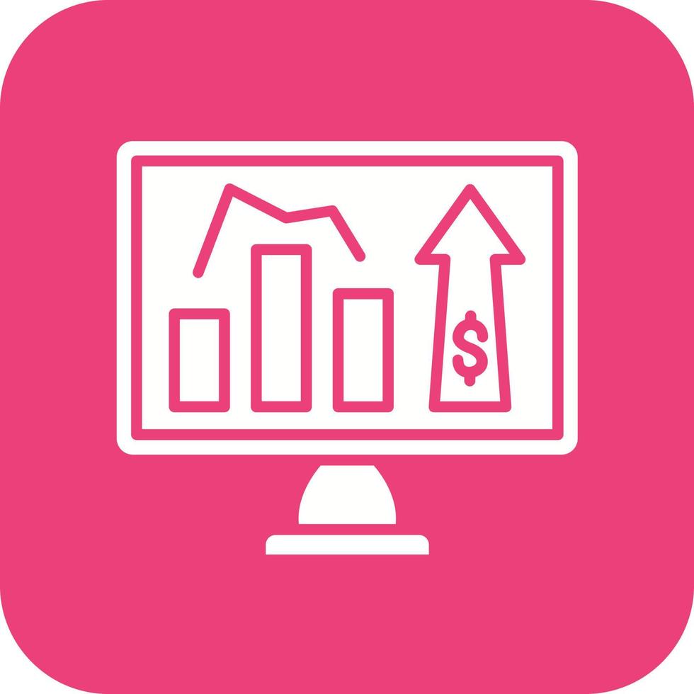 Online Statistics Glyph Round Corner Background Icon vector