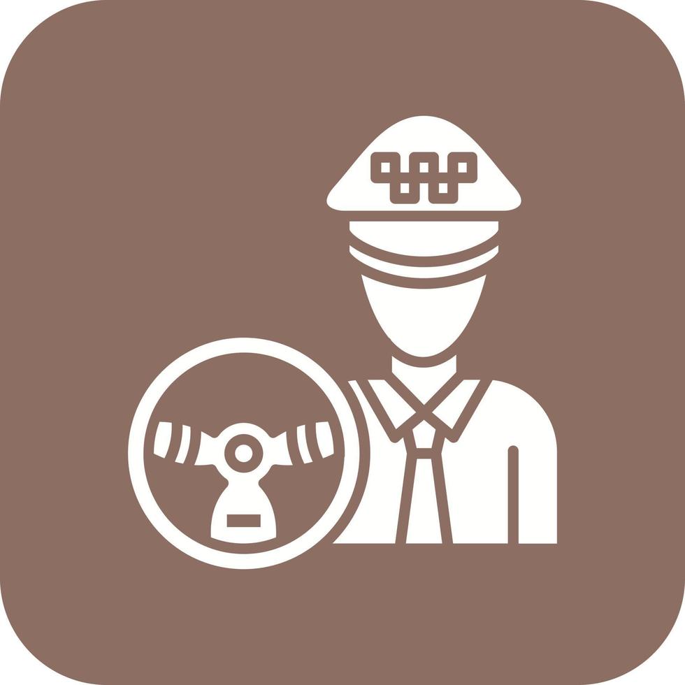 Taxi Driver Glyph Round Corner Background Icon vector