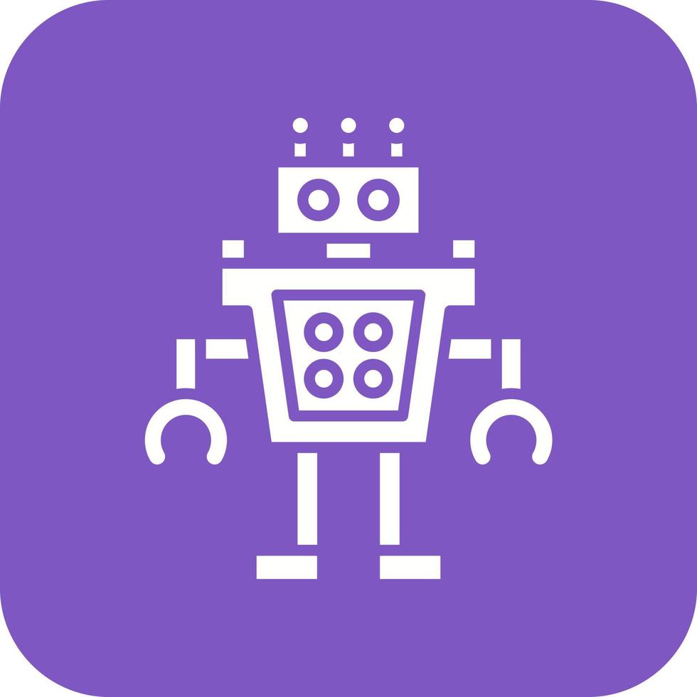 Humanoid Robot Glyph Round Corner Background Icon vector