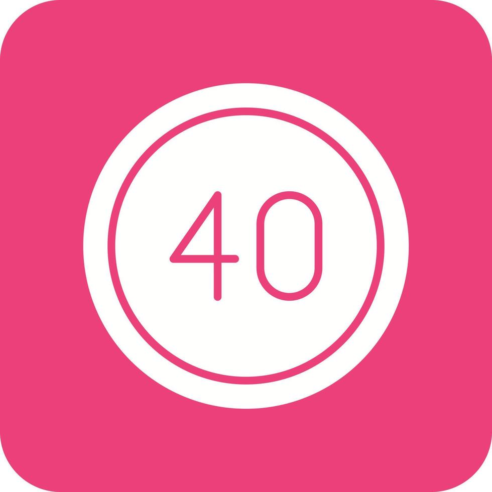 40 Speed Limit Glyph Round Corner Background Icon vector