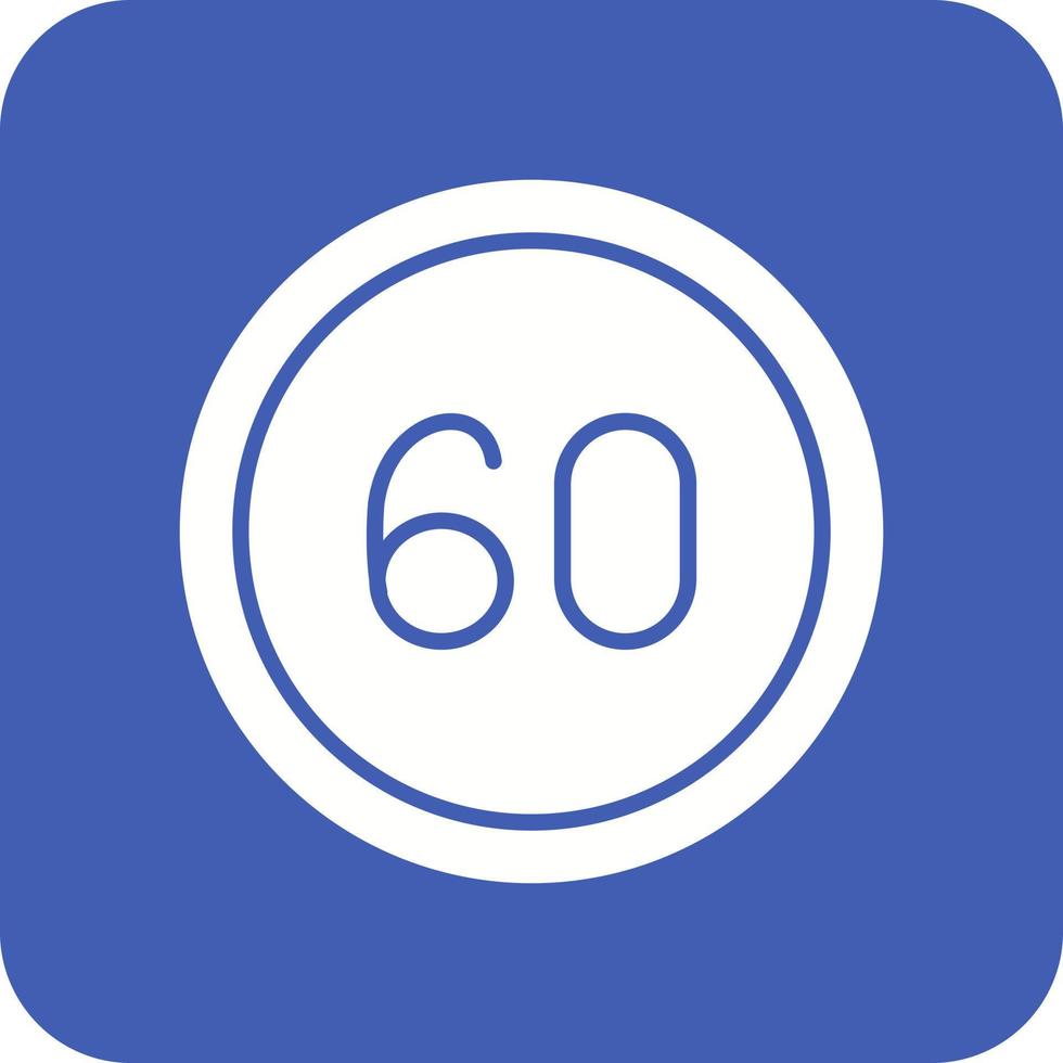 60 Speed Limit Glyph Round Corner Background Icon vector